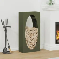 vidaXL Brandhoutrek 50x23x100 cm koudgewalst staal olijfgroen