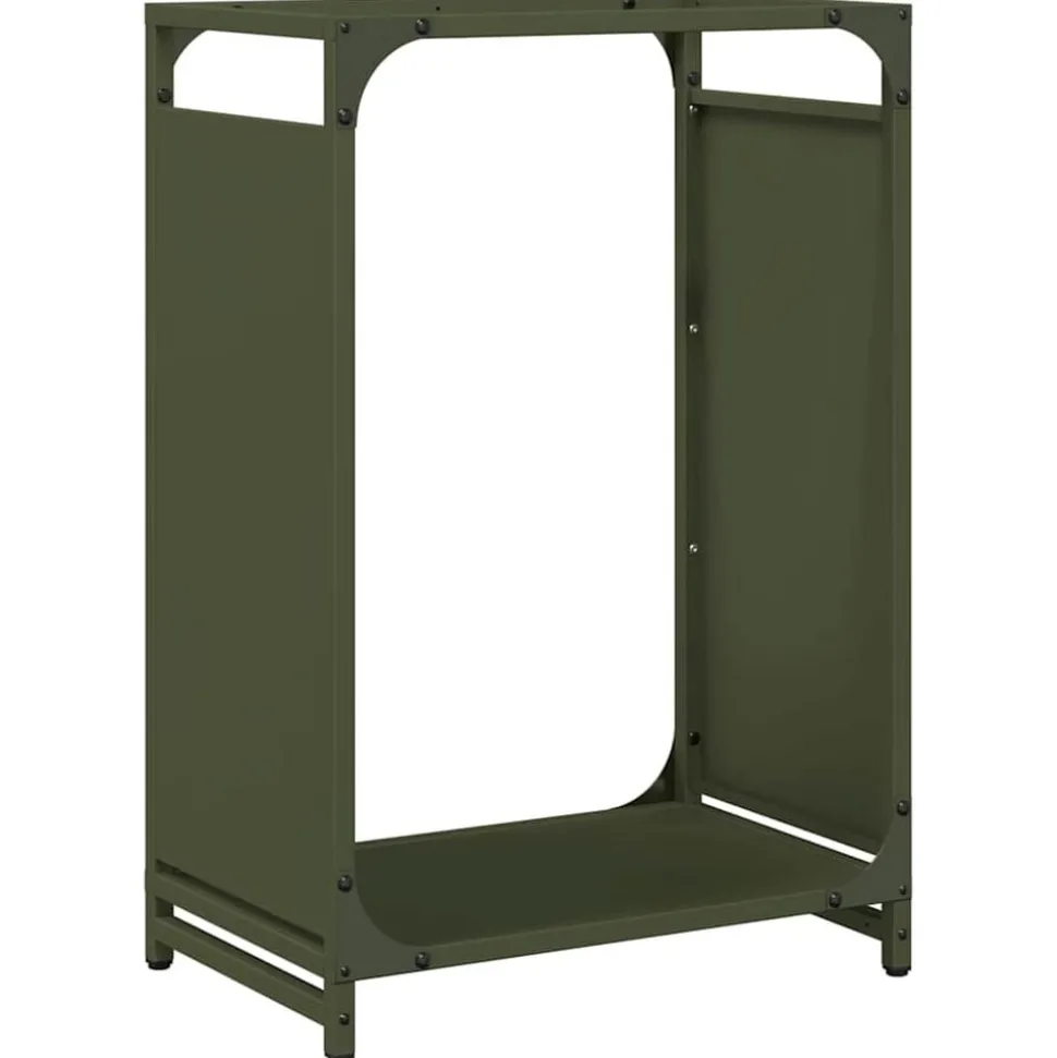 vidaXL Brandhoutrek 44x28x65 cm koudgewalst staal olijfgroen