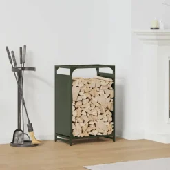 vidaXL Brandhoutrek 44x28x65 cm koudgewalst staal olijfgroen