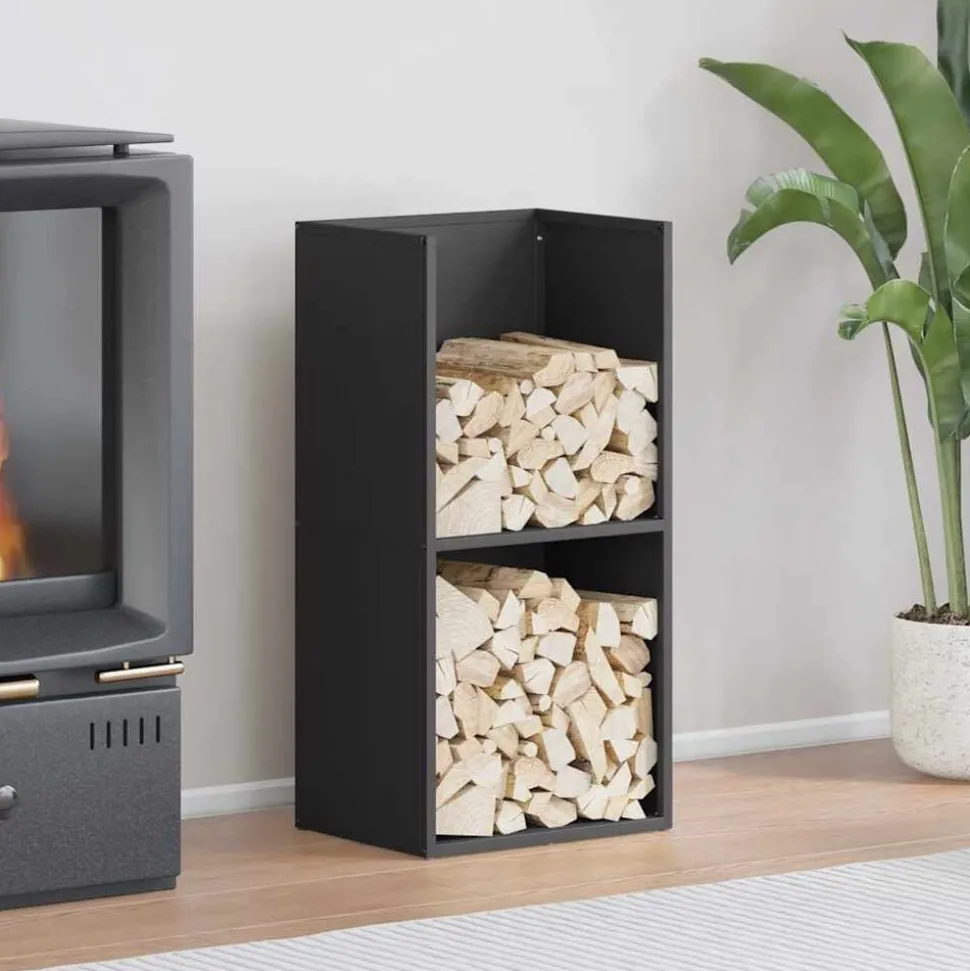vidaXL Brandhoutrek 40x30x80 cm koudgewalst staal zwart