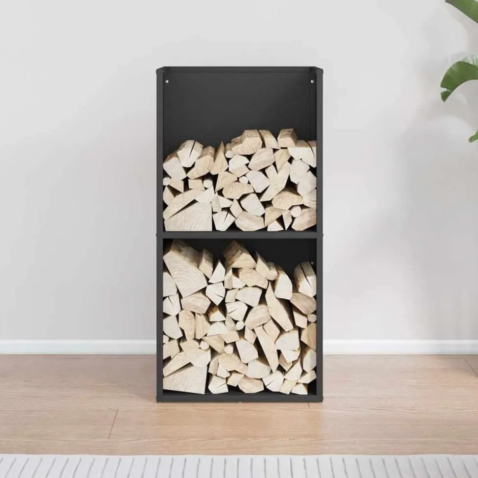 vidaXL Brandhoutrek 40x30x80 cm koudgewalst staal zwart