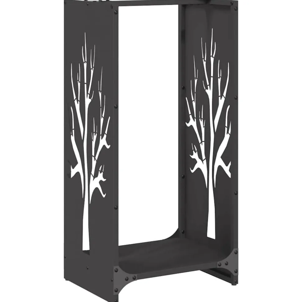 vidaXL Brandhoutrek 40x30x80 cm koudgewalst staal zwart