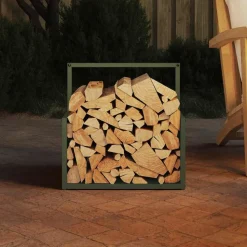 vidaXL Brandhoutrek 40x40x40 cm koudgewalst staal olijfgroen