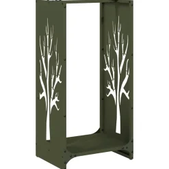 vidaXL Brandhoutrek 40x30x80 cm koudgewalst staal olijfgroen