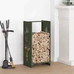 vidaXL Brandhoutrek 40x30x80 cm koudgewalst staal olijfgroen