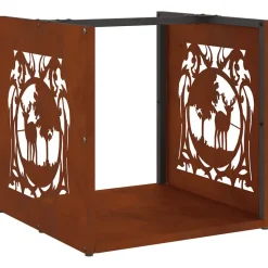 vidaXL Brandhoutrek 40x40x40 cm weervast staal