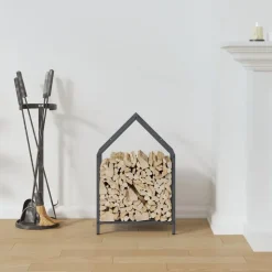 vidaXL Brandhoutrek 40x25x60 cm koudgewalst staal antracietkleurig