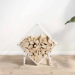 vidaXL Brandhoutrek 50x25x50 cm koudgewalst staal wit