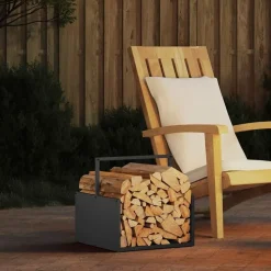 vidaXL Brandhoutrek 40x40x40 cm koudgewalst staal zwart