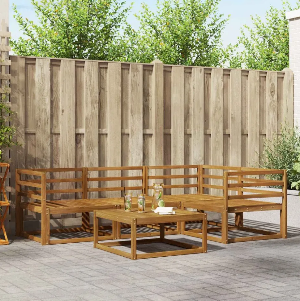 vidaXL Buiten bankenset 5 pcs Naturel Massief Acaciahout