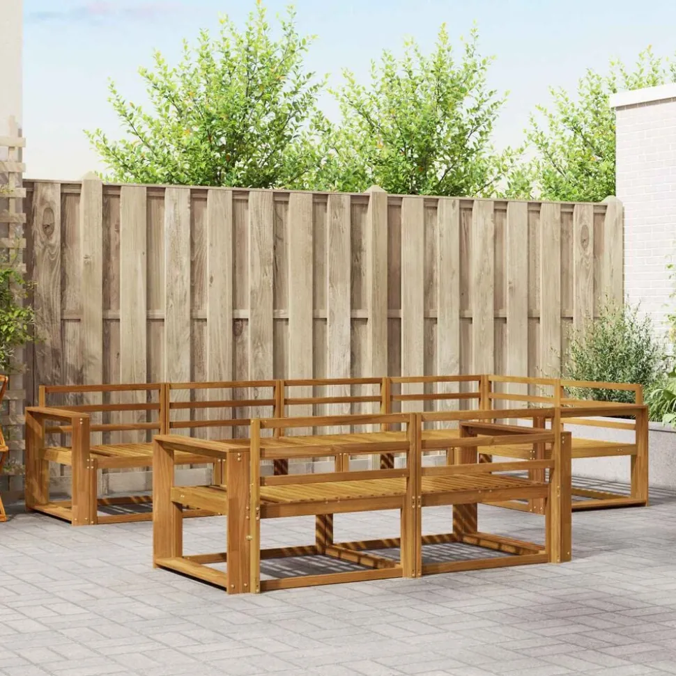 vidaXL Buiten bankenset 7 pcs Naturel Massief Acaciahout
