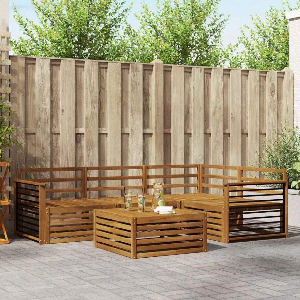 vidaXL Buiten bankenset 5 pcs Naturel Massief Acaciahout