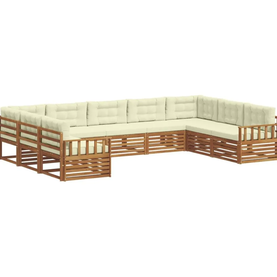 vidaXL Buiten bankenset 9 pcs Natuurlijk en Crème Massief Acaciahout