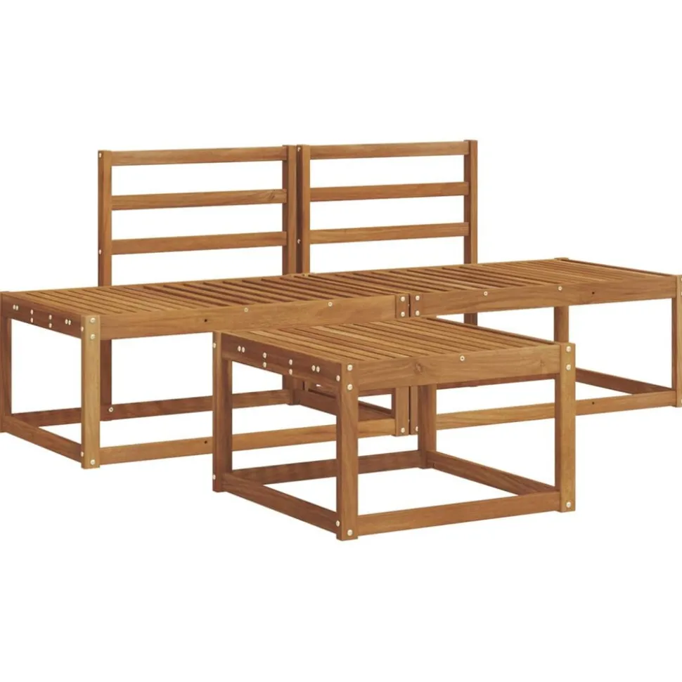 vidaXL Buiten bankenset 3 pcs Naturel Massief Acaciahout
