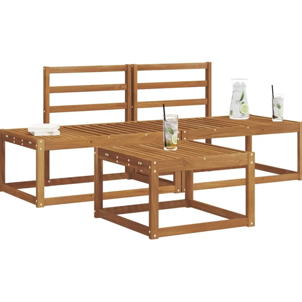 vidaXL Buiten bankenset 3 pcs Naturel Massief Acaciahout