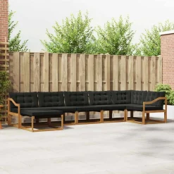vidaXL Buiten bankenset 21 pcs Natuurlijk en Zwart Massief Acaciahout