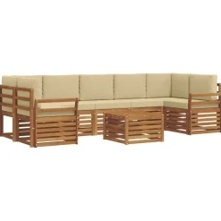 vidaXL Buiten bankenset 8 pcs Natuurlijk en Beige Massief Acaciahout