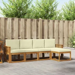 vidaXL Buiten bankenset 5 pcs Natuurlijk en Crème Massief Acaciahout