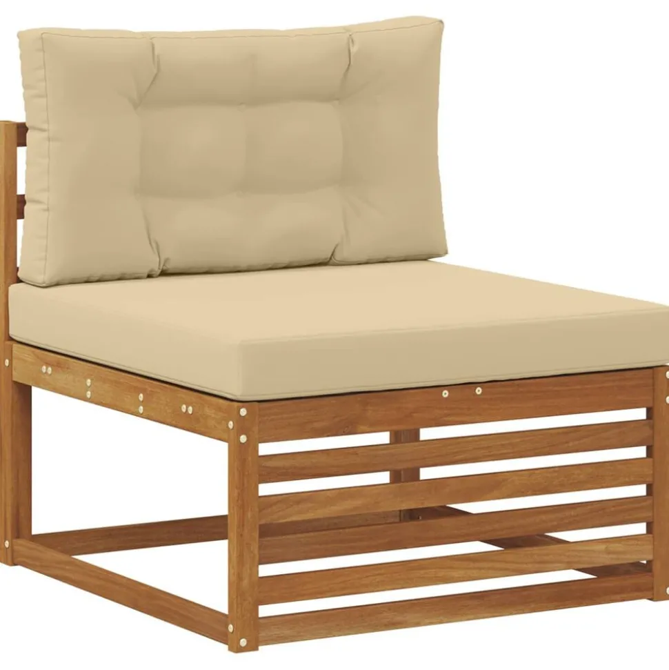 vidaXL Buiten bankenset met kussen 4 pcs Natuurlijk en Beige