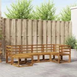 vidaXL Buiten bankenset met kussen 6 pcs Natuurlijk en Beige
