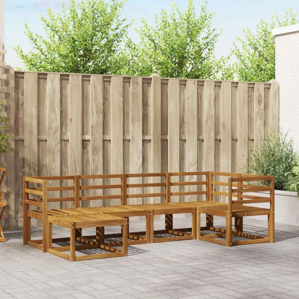 vidaXL Buiten bankenset met kussen 6 pcs Natuurlijk en Beige