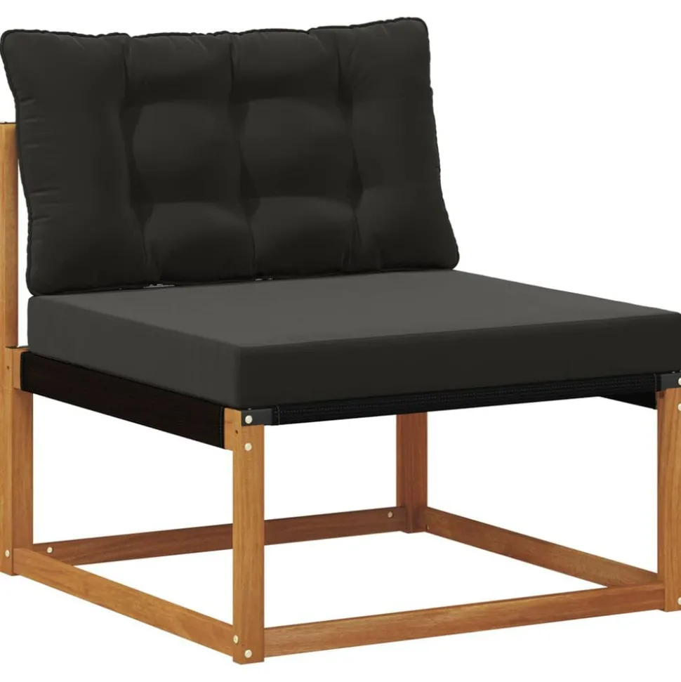 vidaXL Buiten bankenset met kussen 4 pcs Natuurlijk en Zwart