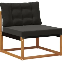 vidaXL Buiten bankenset met kussen 7 pcs Natuurlijk en Zwart