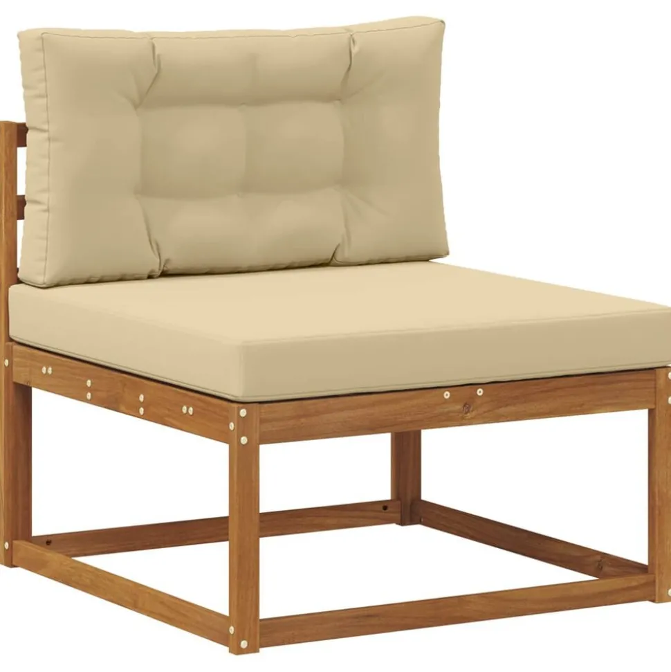 vidaXL Buiten bankenset met kussen 7 pcs Natuurlijk en Beige
