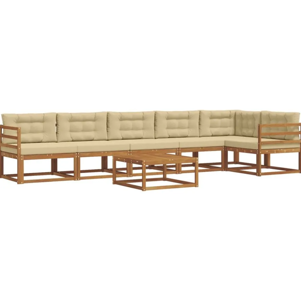 vidaXL Buiten bankenset met kussen 7 pcs Natuurlijk en Beige