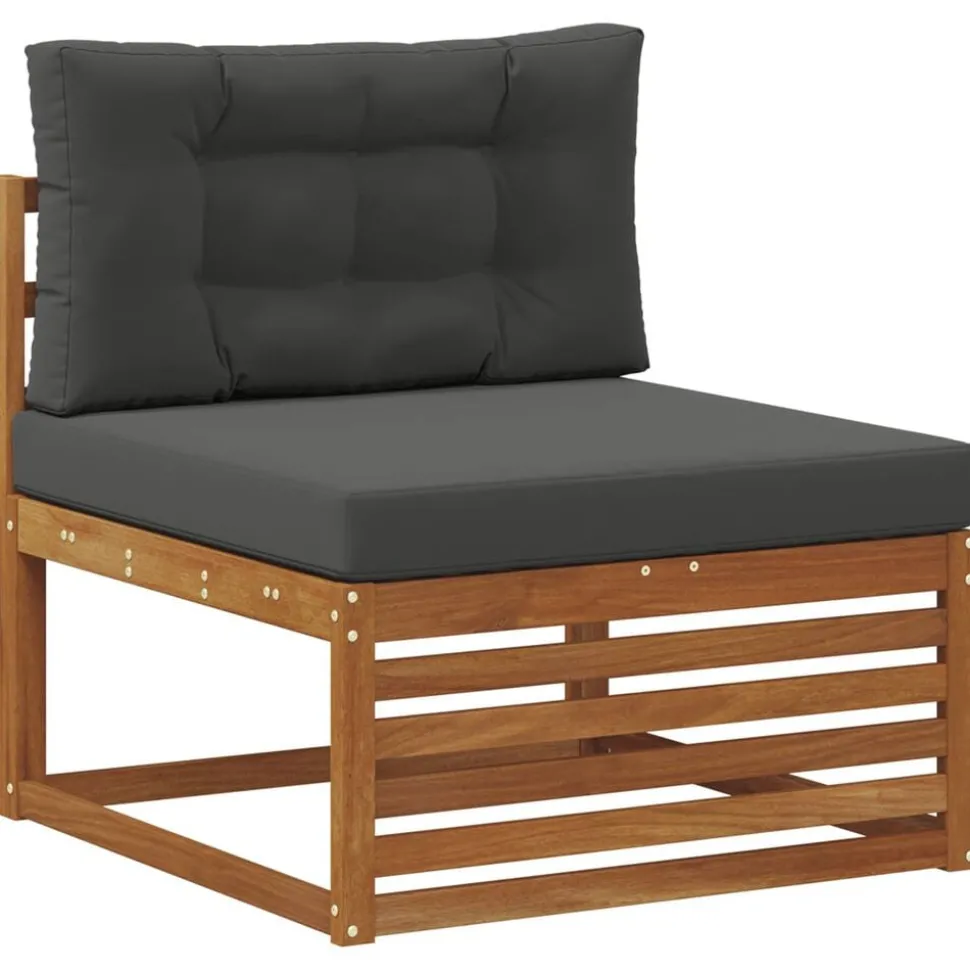 vidaXL Buiten bankenset met kussen 6 pcs Natuurlijk en Antraciet