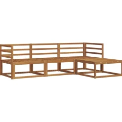 vidaXL Buiten bankenset met kussen 4 pcs Natuurlijk en Beige