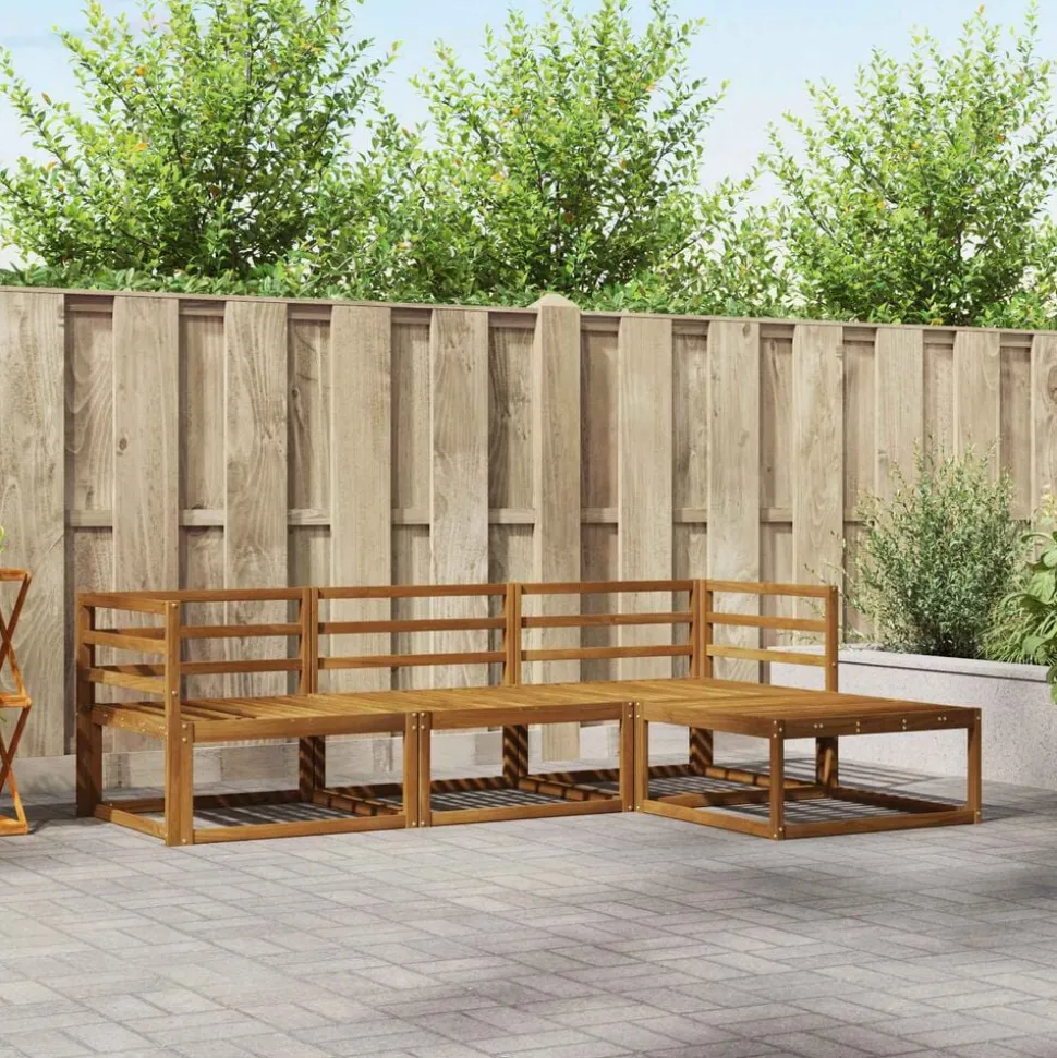 vidaXL Buiten bankenset met kussen 4 pcs Natuurlijk en Beige