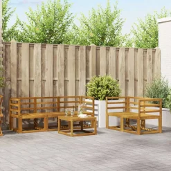 vidaXL Buiten bankenset met kussen 6 pcs Natuurlijk en Crème
