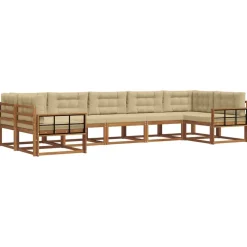 vidaXL Buiten bankenset met kussen 7 pcs Natuurlijk en Beige