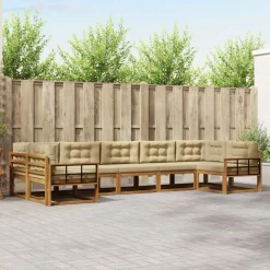 vidaXL Buiten bankenset met kussen 7 pcs Natuurlijk en Beige