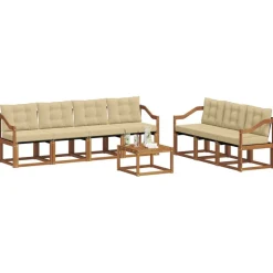 vidaXL Buiten bankenset met kussen 8 pcs Natuurlijk en Beige