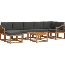 vidaXL Buiten bankenset met kussen 8 pcs Natuurlijk en Antraciet