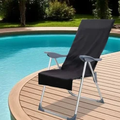 vidaXL Buiten Stoel Handdoeken 2 pcs Zwart 130 x 60 cm