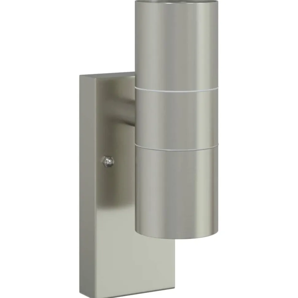 vidaXL Buiten Wandlamp Zilver 7 x 10 x 22 cm RVS en Glas