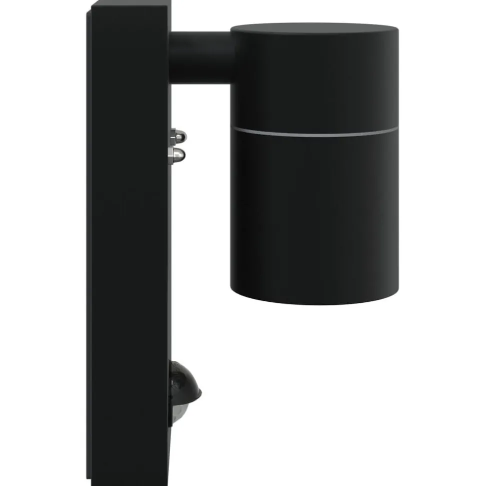 vidaXL Buiten Wandlamp Zwart 6,5 x 10,5 x 16 cm RVS en Glas