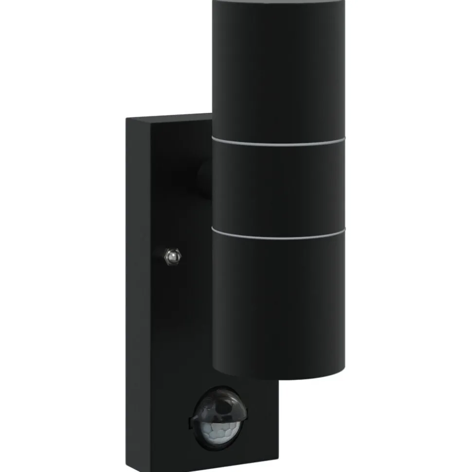 vidaXL Buiten Wandlamp Zwart 7 x 10 x 22 cm RVS en Glas