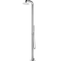 vidaXL Buitendouche met bruine basis 230 cm roestvrij staal