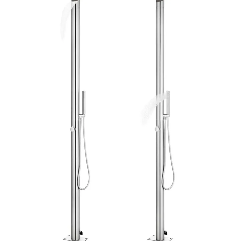 vidaXL Buitendouche met bruine basis 225 cm roestvrij staal