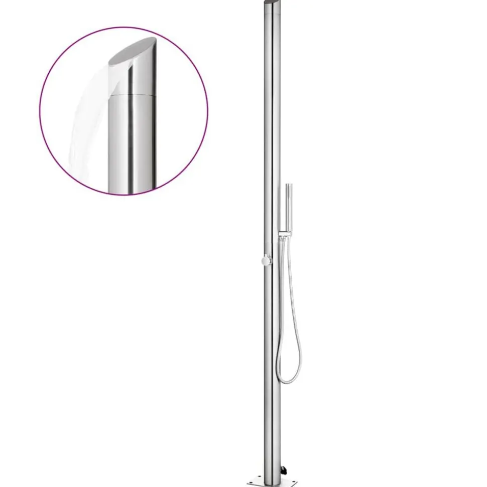 vidaXL Buitendouche met bruine basis 225 cm roestvrij staal