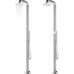 vidaXL Buitendouche met grijze basis 230 cm roestvrij staal