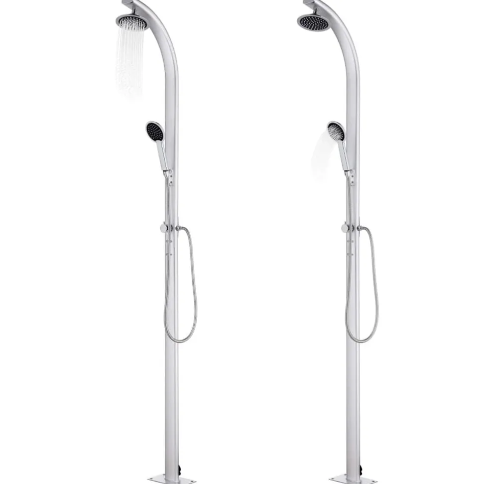 vidaXL Buitendouche met grijze basis 220 cm aluminium