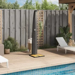 vidaXL Buitendouche 55x60x224 cm poly rattan en acaciahout zwart
