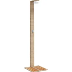vidaXL Buitendouche 50x55x224 cm poly rattan en acaciahout beige