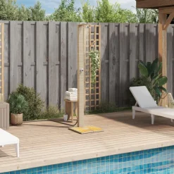 vidaXL Buitendouche 50x55x224 cm poly rattan en acaciahout beige