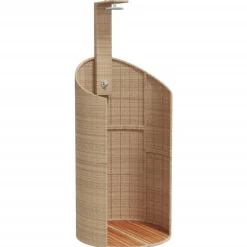 vidaXL Buitendouche 100x100x241,5 cm poly rattan en acaciahout beige
